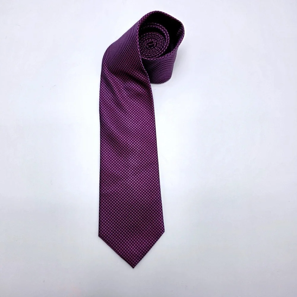 Zodiac Campania Mens Purple Micro Pattern Premium Pure Silk Necktie 3.5 Inch